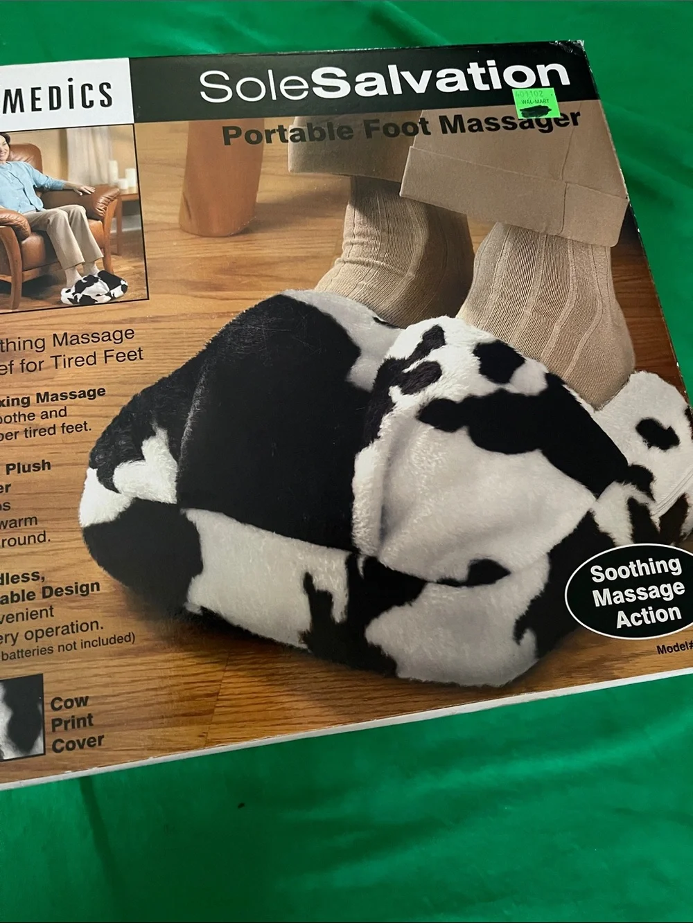 Homedics SoleSalvation Portable Foot Massager - Black & White Cow Print